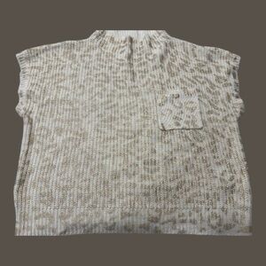 JODIFL Cream Knit Sweater Vest with Metallic Foil Animal Print